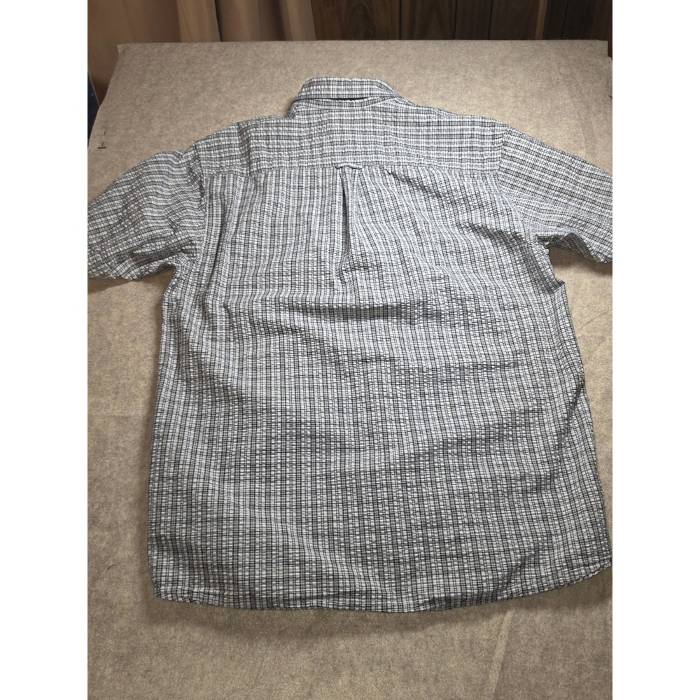 Columbia Mens Plaid Short Sleeve Button Down Shirt‎ Blue White Cotton Size M - Picture 2 of 8